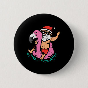 Santa Flamingo Opblaasbaar Funny Kerstmis In Juli Ronde Button 5,7 Cm
