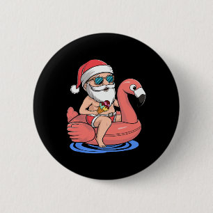 Santa Flamingo Opblaasbaar Grappig Kerstfeest In J Ronde Button 5,7 Cm