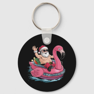 Santa Flamingo Opblaasbaar Kerst In Juli Zomer Sleutelhanger