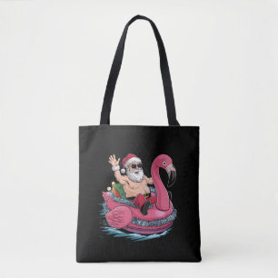Santa Flamingo Opblaasbaar Kerstfeest In Juli Zome Tote Bag