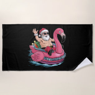 Santa Flamingo Opblaasbaar Kerstmis In Juli Zomer Strandlaken
