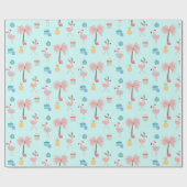 Santa Flamingo patroon Fun AquaTropische Kerstmis Cadeaupapier (Vlak)