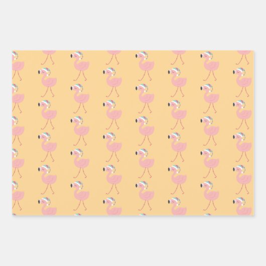 Santa Flamingo patroon Fun Pink Tropische Kerstmis Inpakpapier Vel (Voorkant 2)