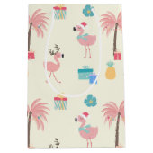 Santa Flamingo patroon Fun Pink Tropische Kerstmis Medium Cadeauzakje (Voorkant)