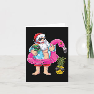 Santa Flamingo Pineapple Beach Holiday Kerstmis I Kaart