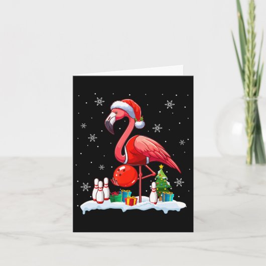 Santa Flamingo Spelen Bowling Xmas Player Lover K Kaart (Voorkant)