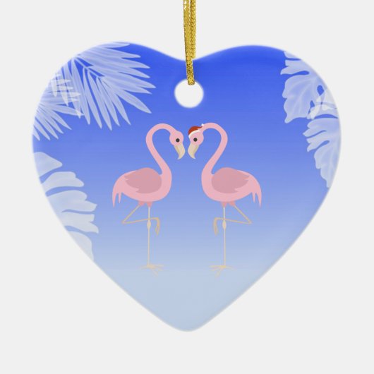 Santa Flamingo Strand Liefde Kerstmis Ornament (Voorkant)