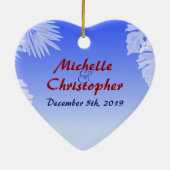 Santa Flamingo Strand Liefde Kerstmis Ornament (Achterkant)