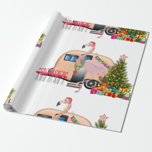 santa flamingo trailer cadeaupapier