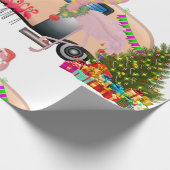 santa flamingo trailer cadeaupapier (Hoek)