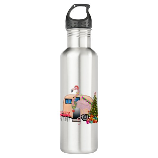 santa flamingo trailer waterfles  (Voorkant)