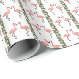 Santa Flamingos and Shells Wrapping Paper Cadeaupapier