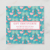 Santa Flamingo's - Blauwgroen kerstcadeaubon Vierkante Visitekaartje (Voorkant)