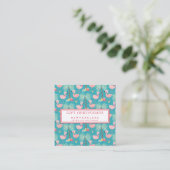 Santa Flamingo's - Blauwgroen kerstcadeaubon Vierkante Visitekaartje (Staand voorkant)