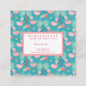 Santa Flamingo's - Blauwgroen kerstcadeaubon Vierkante Visitekaartje (Achterkant)