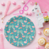 Santa Flamingo's - Fun Aqua Tropical Kerstmis Papieren Bordje (Feest)