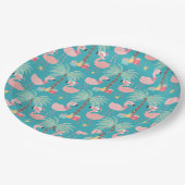 Santa Flamingo's - Fun Aqua Tropical Kerstmis Papieren Bordje (Gekanteld)
