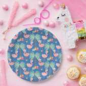 Santa Flamingo's - Fun Blue Tropical Kerstmis Papieren Bordje (Feest)