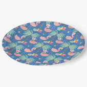 Santa Flamingo's - Fun Blue Tropical Kerstmis Papieren Bordje (Gekanteld)