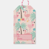 Santa Flamingo's - Fun Pink Tropische Kerstmis Cadeaulabel (Voorkant)