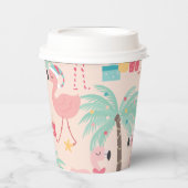 Santa Flamingo's - Fun Pink Tropische Kerstmis Papieren Bekers (Voorkant)