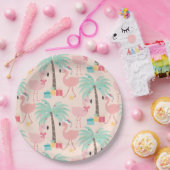 Santa Flamingo's - Fun Pink Tropische Kerstmis Papieren Bordje (Feest)