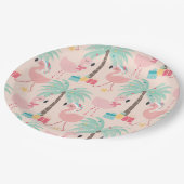 Santa Flamingo's - Fun Pink Tropische Kerstmis Papieren Bordje (Gekanteld)