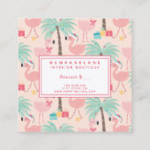 Santa Flamingo's - Roze Kerstcadeaubon Vierkante Visitekaartje (Achterkant)