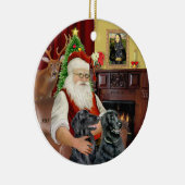 Santa - Flat Coated Retriever Keramisch Ornament (Rechts)