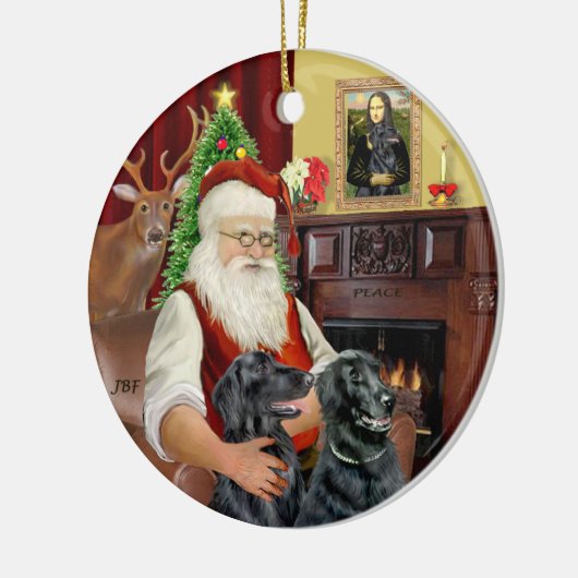 Santa - Flat Coated Retriever Keramisch Ornament (Links)