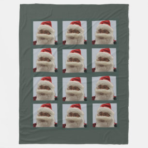 Santa Fleece Blanket Dark Green Background Deken