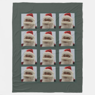 Santa Fleece Blanket Dark Green Background Deken