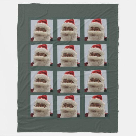 Santa Fleece Blanket Dark Green Background Deken (Voorkant)