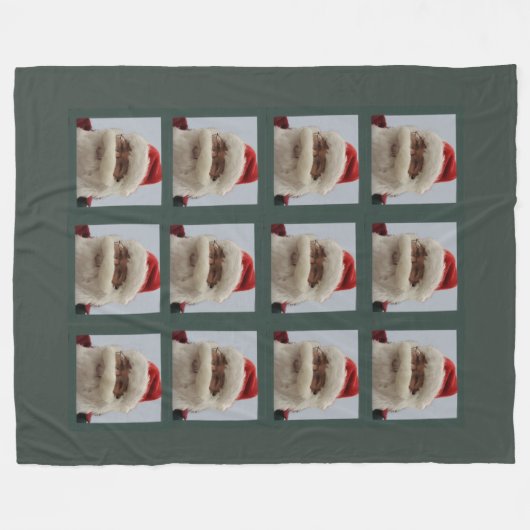 Santa Fleece Blanket Dark Green Background Deken (Voorkant (Horizontaal))