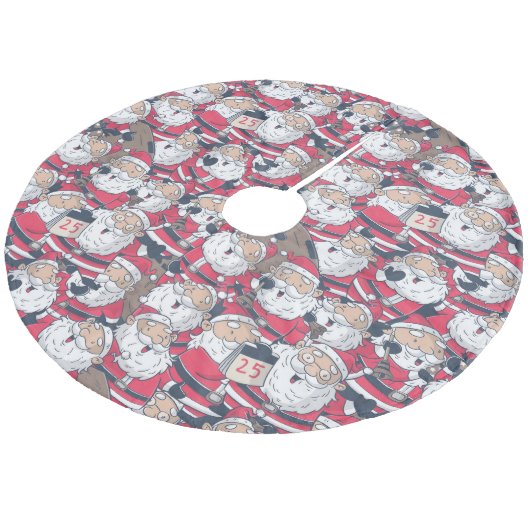 Santa Fleece Tree Skirt Kerstboom Rok (Gekanteld)
