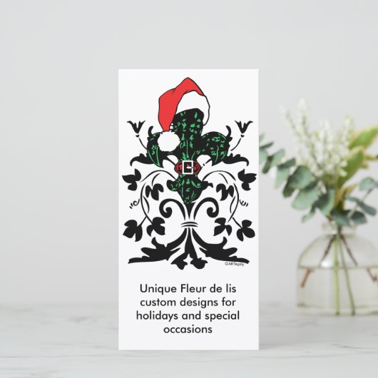 Santa Fleur de Lis Feestdagenkaart (Staand voorkant)