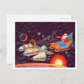 Santa fly met raketten,  nieuwjaar Sovjet Briefkaart (Voorkant / Achterkant)