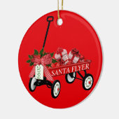 Santa Flyer Speelgoed Red Wagon met kerstmis Keramisch Ornament (Links)