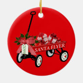 Santa Flyer Speelgoed Red Wagon met kerstmis Keramisch Ornament (Achterkant)