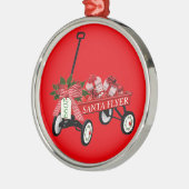 Santa Flyer Speelgoed Red Wagon met kerstmis Metalen Ornament (Links)
