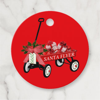 Santa Flyer Speelgoed Rode Wagon Kerstcadeau Favor Bedankjes Labels