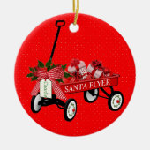 Santa Flyer Speelgoed Wagon Naam Porcelain Kerstmi Keramisch Ornament (Voorkant)