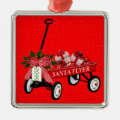 Santa Flyer Toy Wagon Year Presents Christmas Metalen Ornament (Voorkant)
