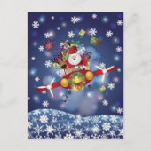 Santa Flying  Airplane Briefkaart (Voorkant)