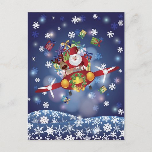 Santa Flying Airplane Briefkaart (Voorkant)