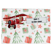 Santa Flying Airplane, Eerste Kerstdag Gepersonali Groot Cadeauzakje (Achterkant)