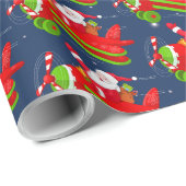 Santa Flying Airplane-inpakpapier Cadeaupapier (Rol Hoek)