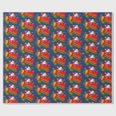 Santa Flying Airplane-inpakpapier Cadeaupapier (Vlak)