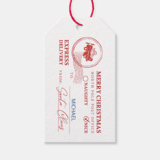 Santa Flying Airplane Mail Stamp Custom Christmas Cadeaulabel