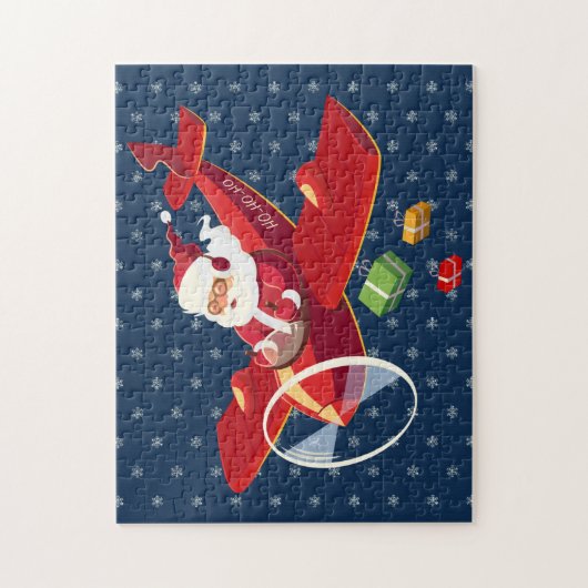 Santa Flying Airplane Puzzle Legpuzzel (Verticaal)